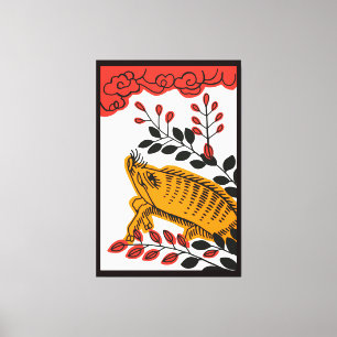 Carte Vintage hanafuda Art enveloppé toile XL