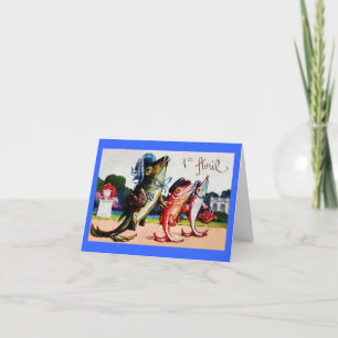 Carte Vintage Happy April Fools Day Fish