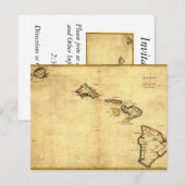 Carte Vintage Hawaï 1837 - Îles Hawaï (Devant / Derrière)