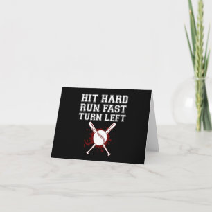 Carte Vintage Hit Hard Run Fast Turn Left Baseball Drôle