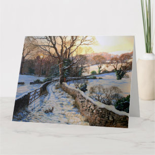Carte Vintage hiver Noël paysage enneigé