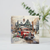 Carte Vintage hiver Noël Townhouse (Debout devant)
