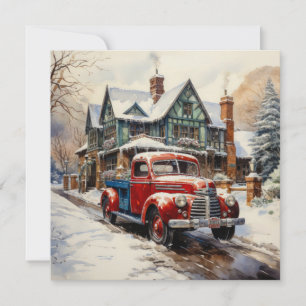 Carte Vintage hiver Noël Townhouse