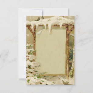 Carte Vintage hiver Yard Scene ajouter du texte