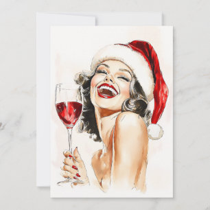 Carte Vintage Holiday Cheer en Aquarelle