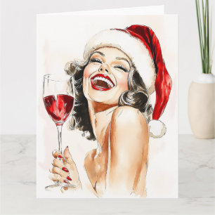 Carte Vintage Holiday Cheer en Aquarelle