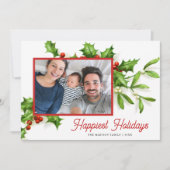 Carte vintage Holly Mistletoe Photo Holiday (Devant)