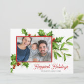 Carte vintage Holly Mistletoe Photo Holiday (Debout devant)