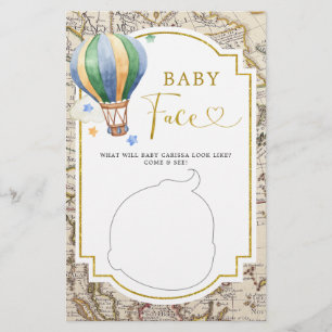 Carte vintage Hot Air Balloon Baby shower bébé vis