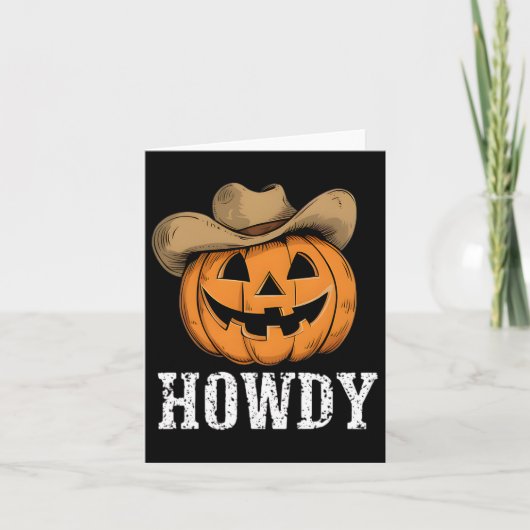 Carte Vintage Howdy Citrouille Cowboy Western (Devant)