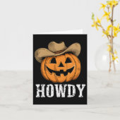 Carte Vintage Howdy Citrouille Cowboy Western (Fleur jaune)