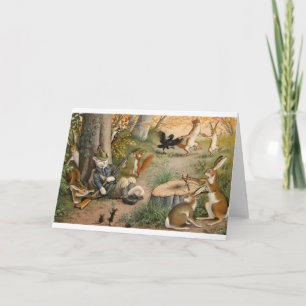 Carte Vintage Hunter Cat In the Woods
