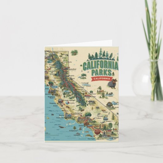Carte Vintage Illustrated California Parks Map Art (Devant)