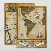 Carte Vintage Invitations à la fête d'anniversaire (Devant / Derrière)