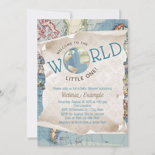 Carte vintage Invitations de douche bébé (Devant)