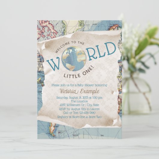 Carte vintage Invitations de douche bébé (Debout devant)