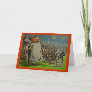 Carte Vintage Jack o'Lantern Scarecrow and Boys
