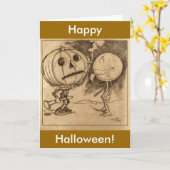 Carte Vintage Jack o'Lanterns parlant (Fleur jaune)