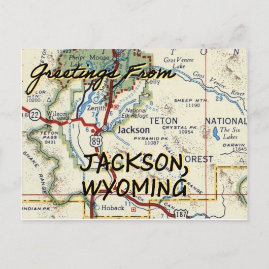 Carte Vintage Jackson Wyoming (Devant)