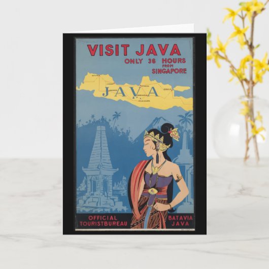 Carte Vintage Java Indonésie (Fleur jaune)