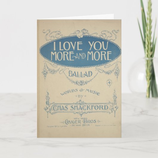Carte - Vintage "Je t'aime de plus en plus" (Devant)