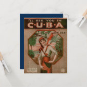 Carte Vintage Je vous verrai à Cuba Voyage (Devant/Arrière en situation)