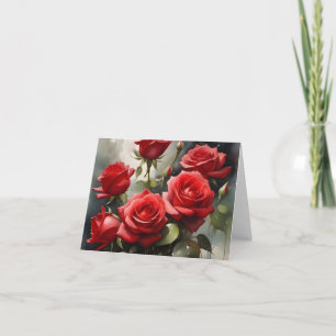 Carte Vintage joli rouge Roses aquarelle peinture