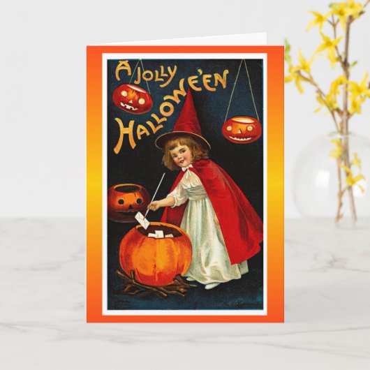 Carte Vintage Jolly Halloween (Fleur jaune)