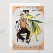 Carte vintage Joyeuse d'anniversaire du mari (Devant / Derrière)