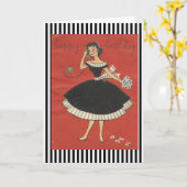 Carte Vintage Joyeuse fille d'anniversaire (Fleur jaune)