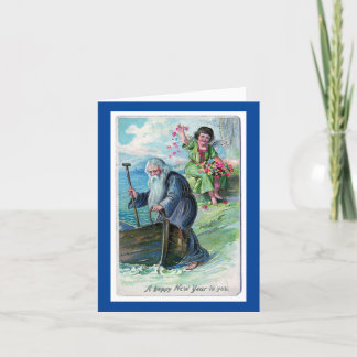 Carte vintage Joyeuse Nouvel An Holiday