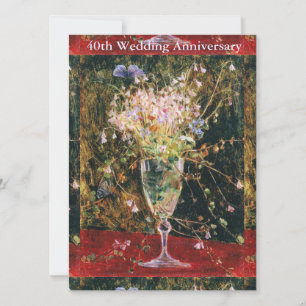 Carte Vintage Joyeux 40e anniversaire de Mariage