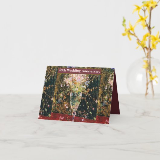 Carte Vintage Joyeux 40e anniversaire de Mariage (Fleur jaune)