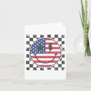 Carte Vintage Joyeux 4 Juillet Garçon Sourire Visage Rét