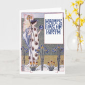Carte Vintage Joyeux anniversaire (Fleur jaune)