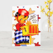 Carte vintage Joyeux Anniversaire À Petit Garçon (Fleur jaune)