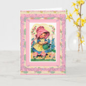 Carte vintage Joyeux Anniversaire À Petite Fille (Fleur jaune)