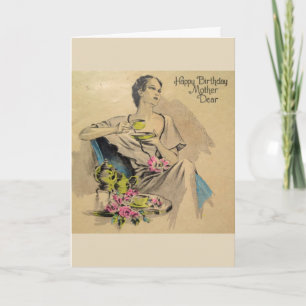 Carte Vintage - Joyeux anniversaire Mère Chère,