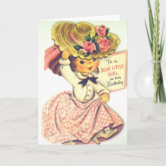 Carte Vintage Joyeux Anniversaire Petite Fille (Devant)