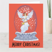 Carte Vintage Joyeux Noël Angle Sparkling Snowglobe (Devant)