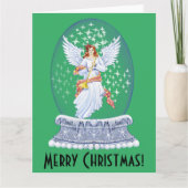 Carte Vintage Joyeux Noël Angle Sparkling Snowglobe (Devant)