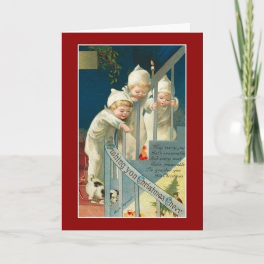 Carte Vintage Joyeux Noël Enfants (Devant)
