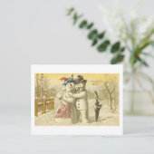 Carte vintage Joyeux Noel Snowman & Woman (Debout devant)