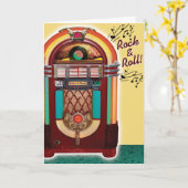 Carte Vintage Juke Box Anniversaire Rétro (Fleur jaune)
