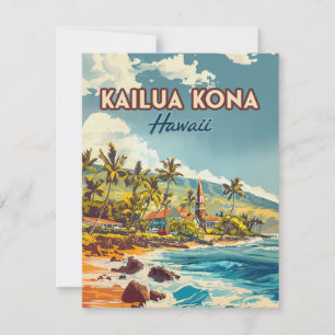 Carte Vintage Kailua Kona Hawaii Big Island Beach