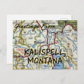 Carte Vintage Kalispell MT (Devant / Derrière)