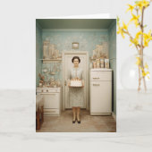 Carte Vintage Kitchen Cake Portrait (Fleur jaune)