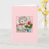 Carte vintage Kitten pour la fête des mères (Fleur jaune)