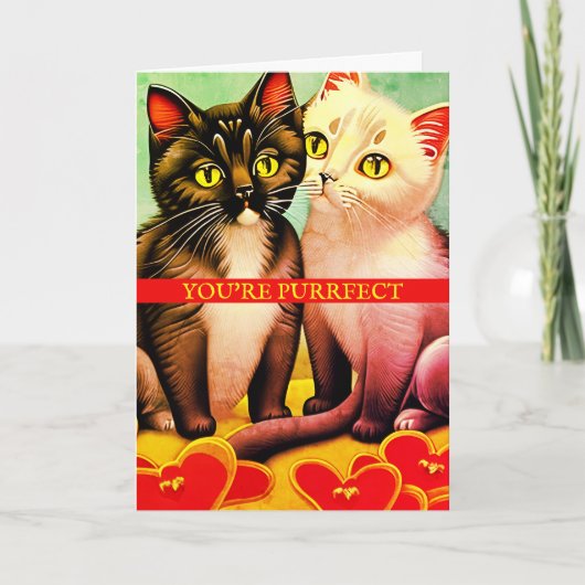 Carte Vintage Kittens Retro Cute Cats Valentines Jour (Devant)