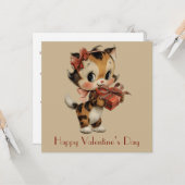 Carte Vintage Kitty Charm Valentine`s Day (Devant/Arrière en situation)
